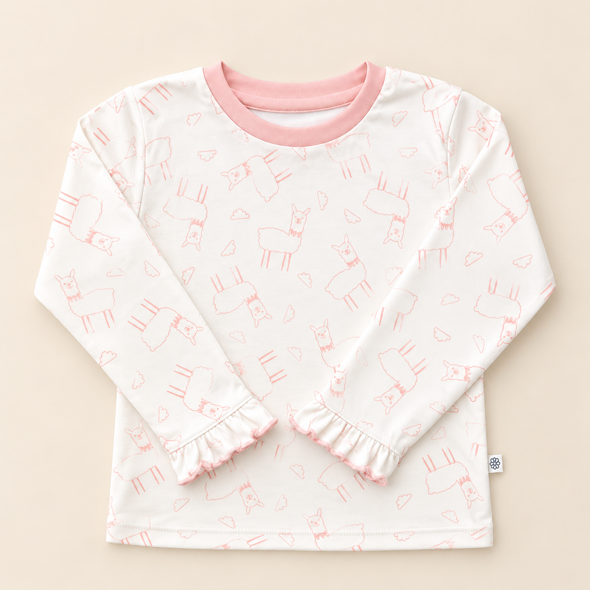 Parte superior del pijama Llamita Rosa extendida — Rikury