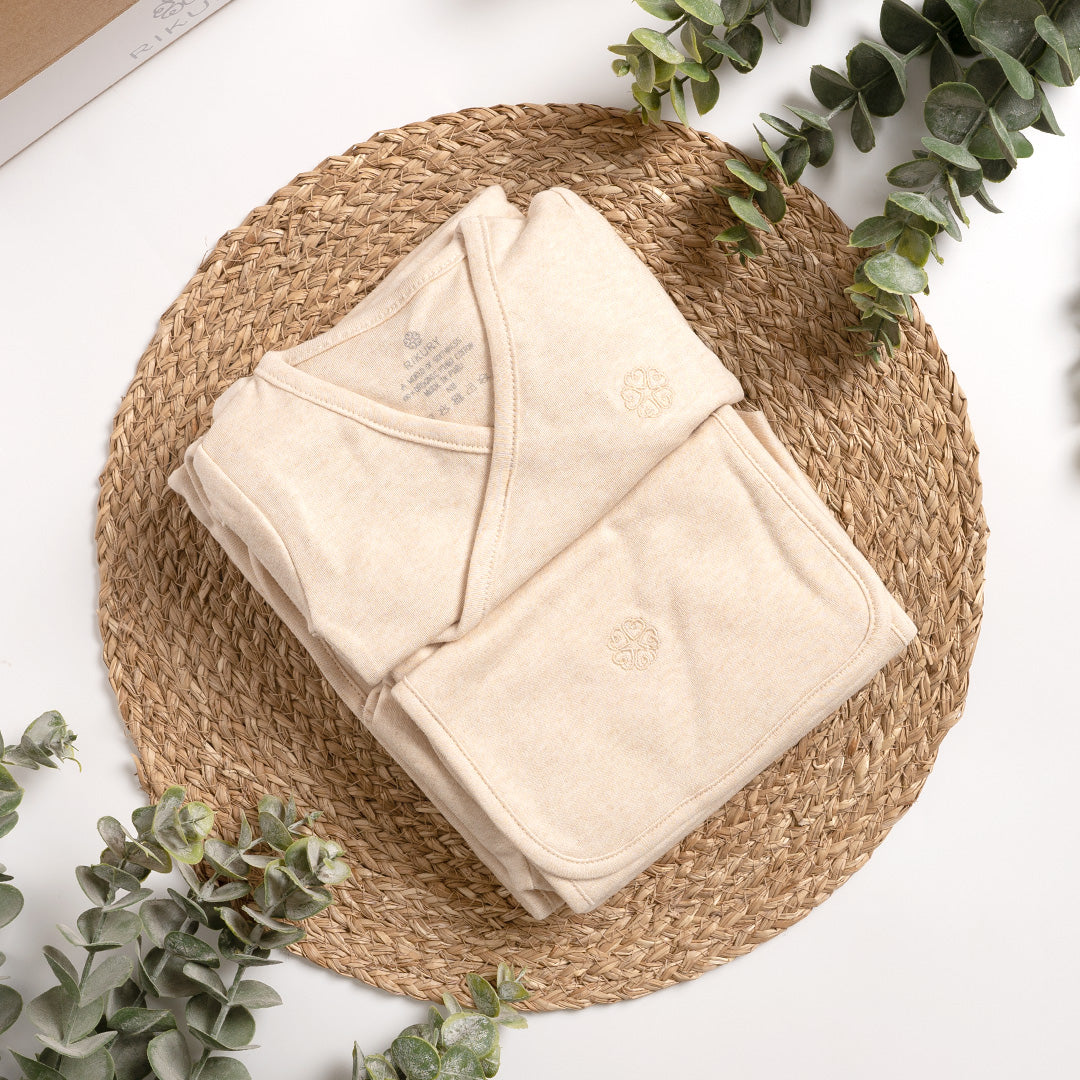 Ajuar de Algodón Pima orgánico 6 piezas Beige