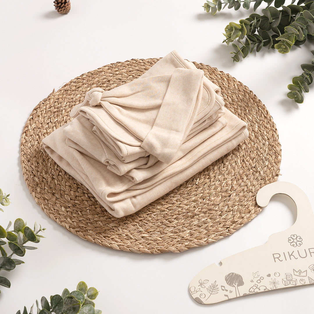 Ajuar de Algodón Pima orgánico 6 piezas Beige