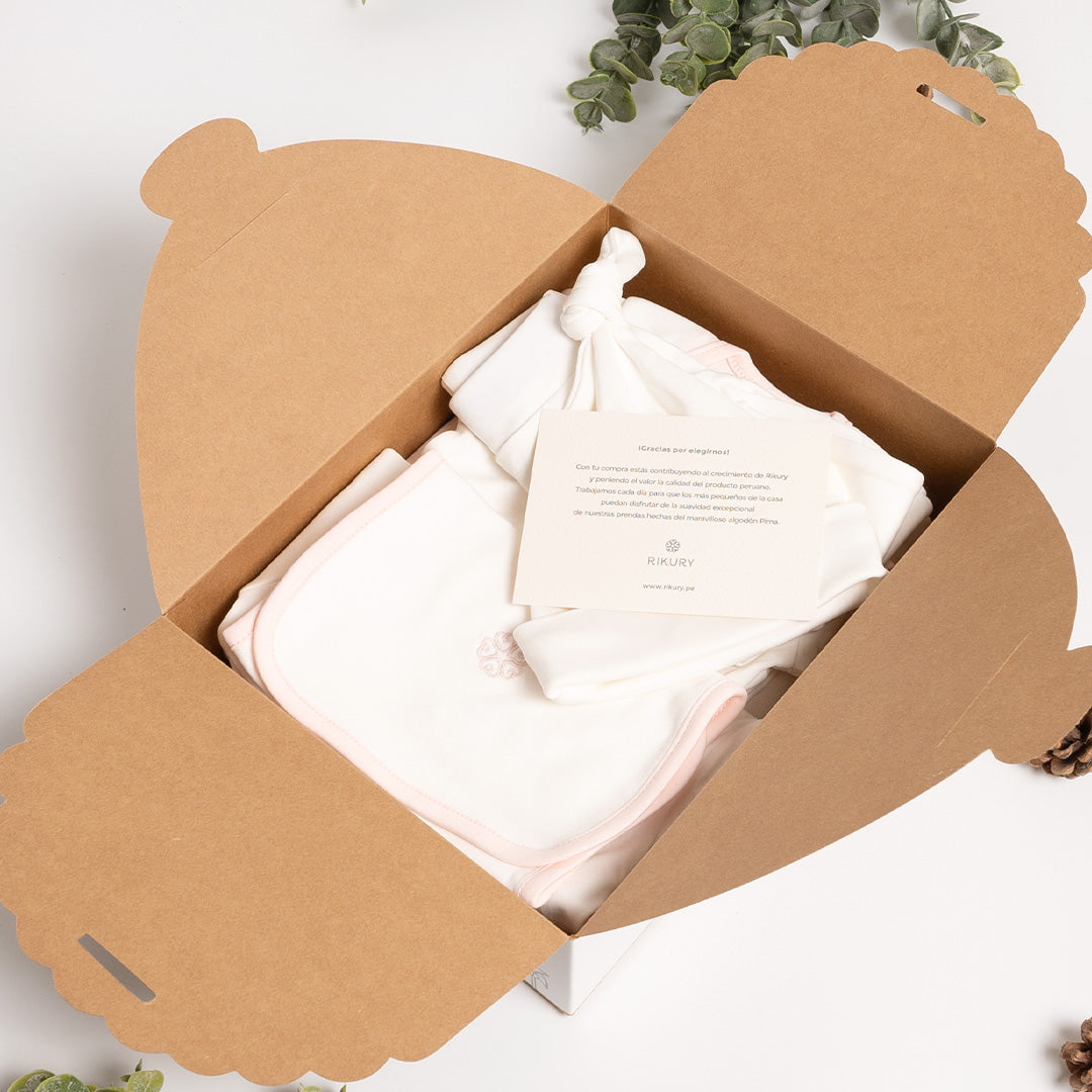 Ajuar orgánico collareta rosa 6 piezas