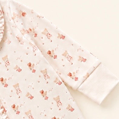 Detalle manga Detalle manga con puño Enterizo Ratoncitas bebé niña — tela algodón Pima estampado ratoncitas | Rikury Baby