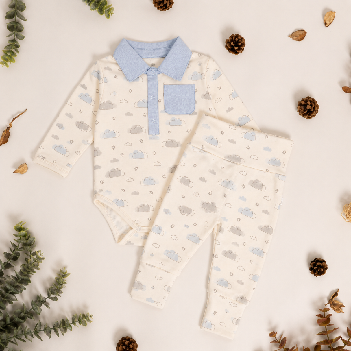 Set Body Camisa + Pantalón Nubes | Pretina Ancha
