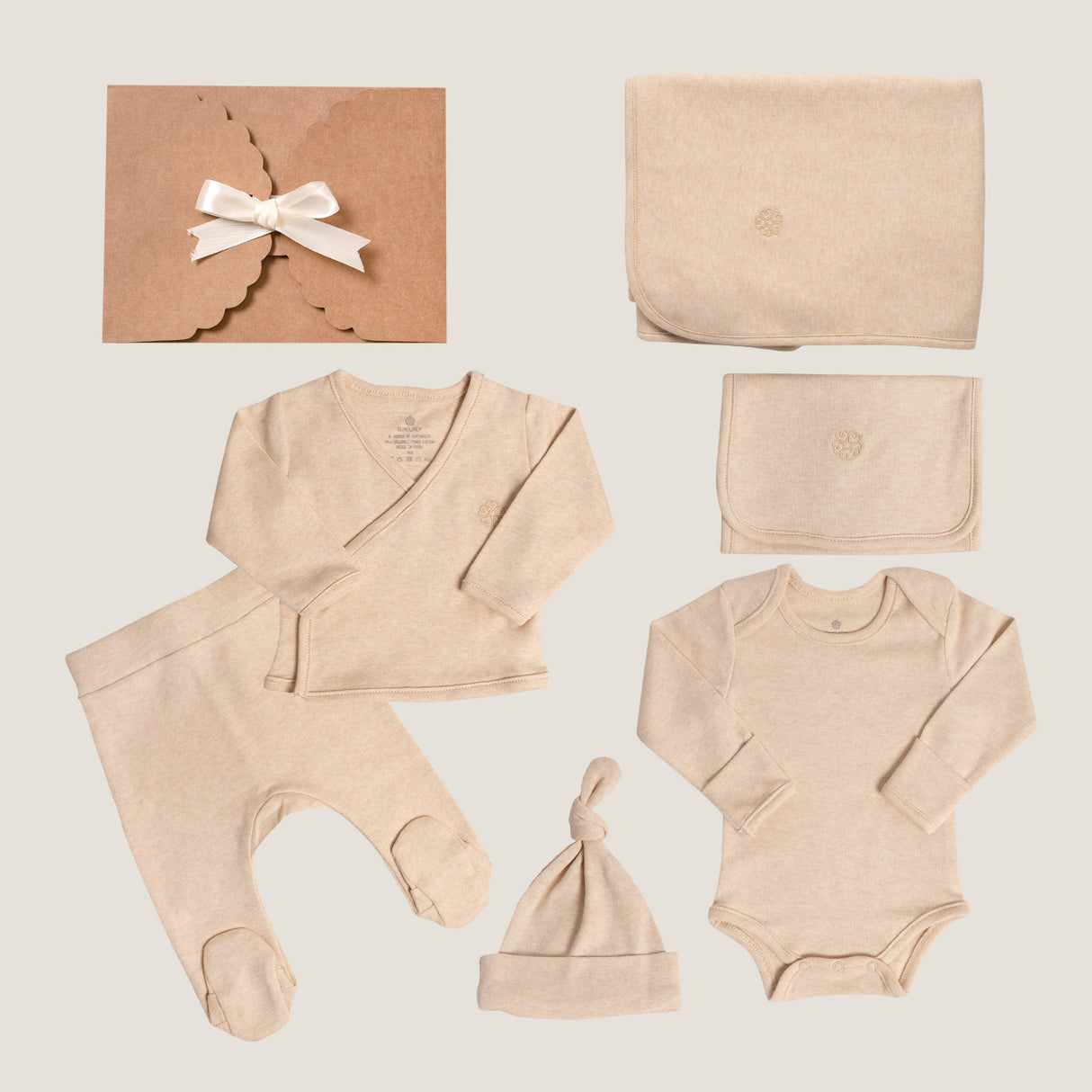 Ajuar de Algodón Pima orgánico 6 piezas Beige