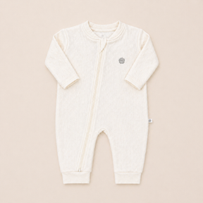 Eenterizo jacquard sin pies bebé Rikury talla 6M-18M color Ivory