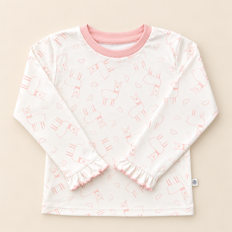 Parte superior del pijama Llamita Rosa extendida — Rikury
