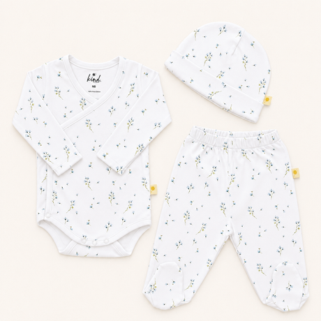 Set Floral para recién nacida | 3 piezas | Algodón Pima