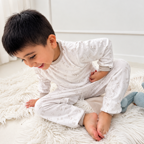 Pijama Llamita Gris para Niños | Algodón Pima