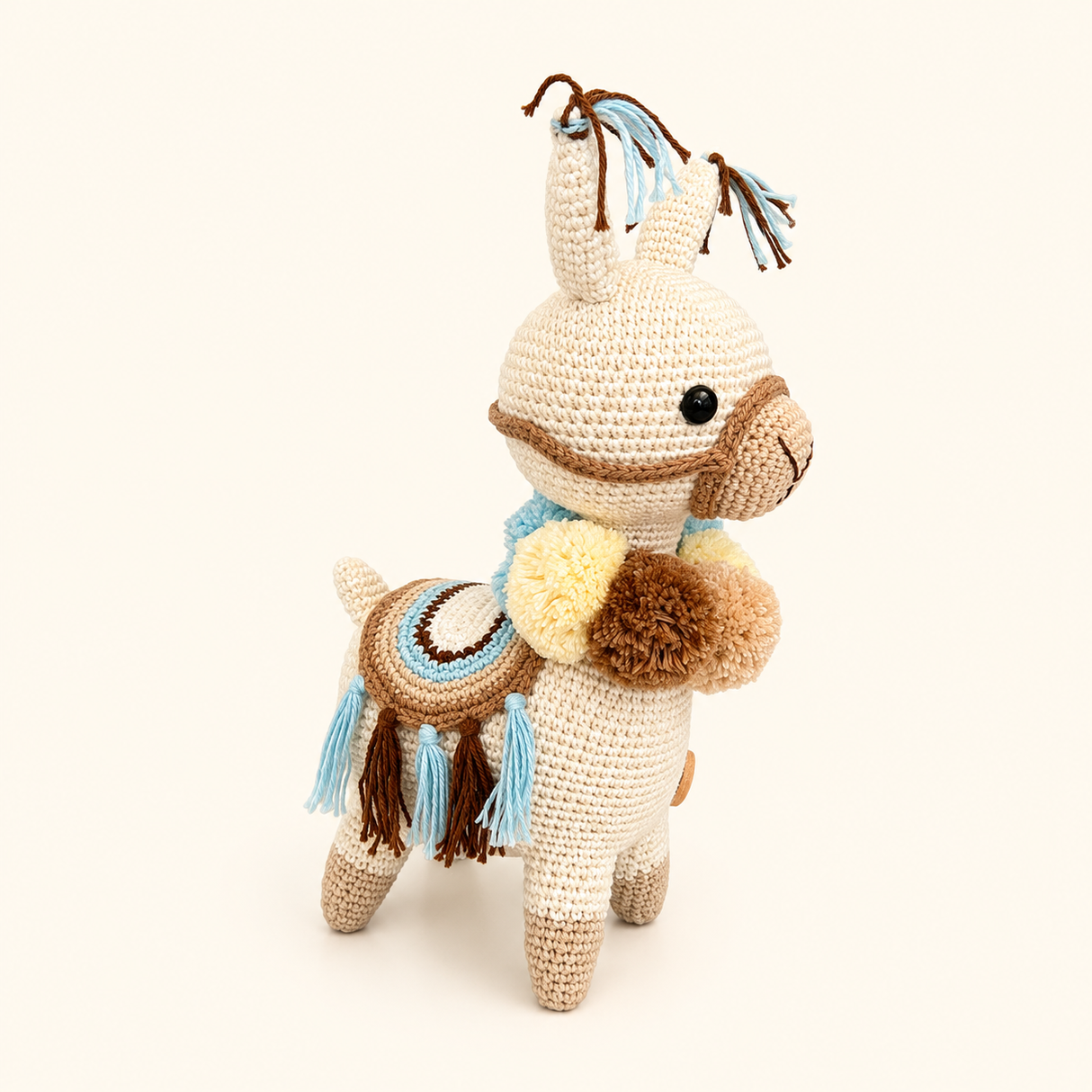 Llamita de apego pompones celeste