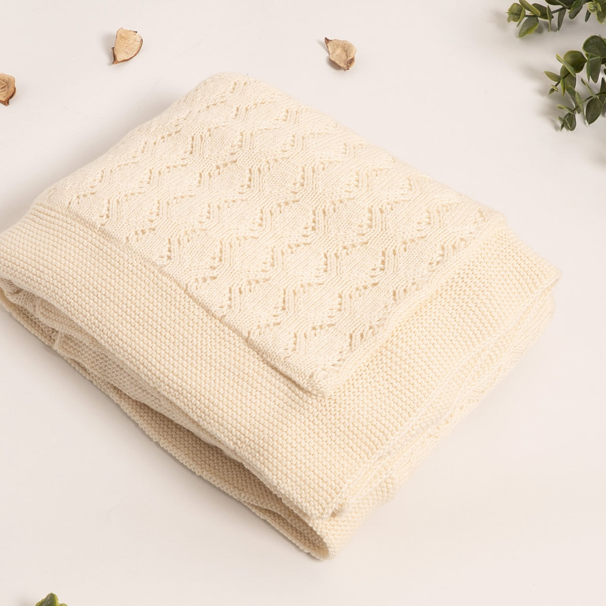 Manta tejida invernal Ivory