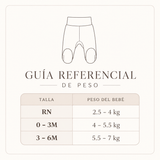 Guía de tallas pantalón bebé Rikury – RN, 0-3M, 3-6M por peso del bebé