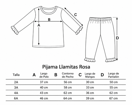 Pijama Llamita Rosa para Niña | 100% Algodón Pima Certificado