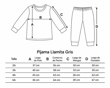 Pijama Llamita Gris para Niños | Algodón Pima