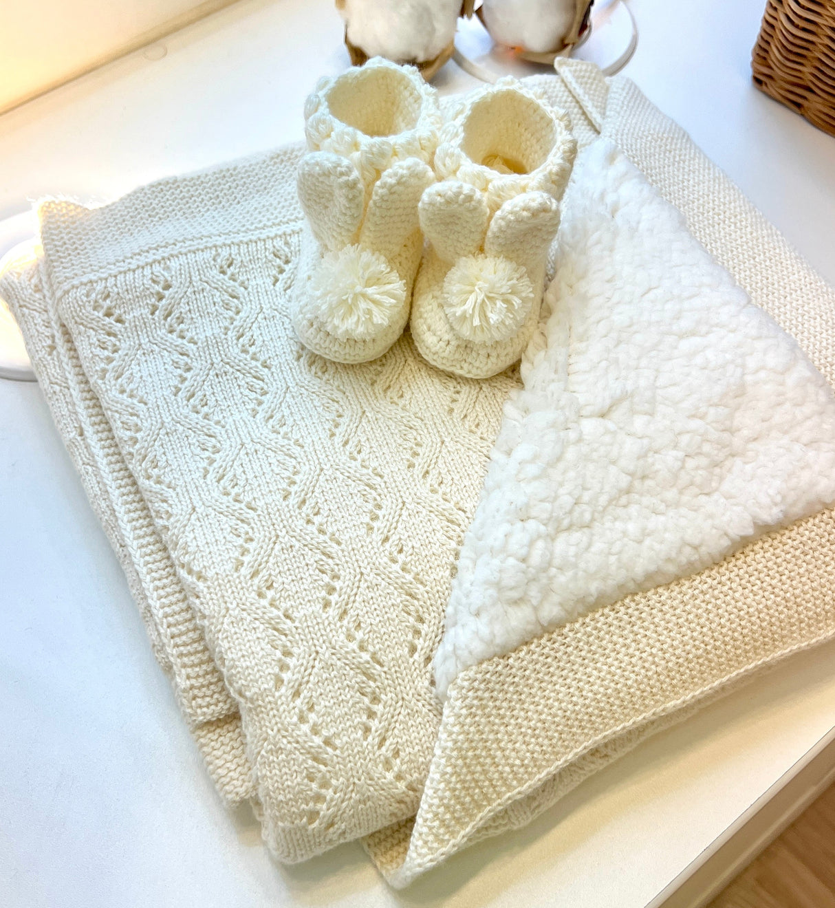 Manta tejida invernal Ivory