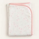 Manta Llamita Rosa bebé doblada — estampado llamitas algodón Pima peruano cara exterior | Rikury Baby