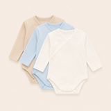 Pack 3 Bodies de algodón | Avena, Ivory, Celeste