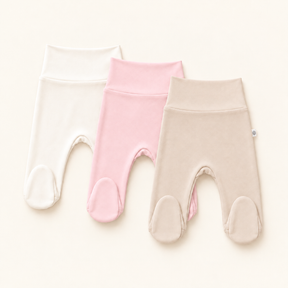 Pack x3 pantalones pretina ancha niña – ivory, rosa y avena – algodón Pima peruano | Rikury
