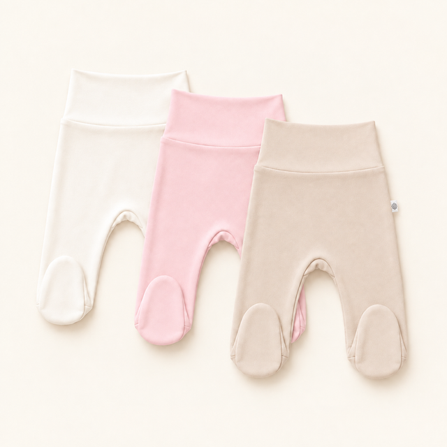 Pack x3 pantalones pretina ancha niña – ivory, rosa y avena – algodón Pima peruano | Rikury