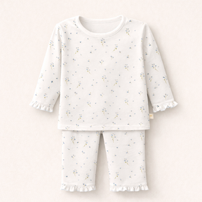 "Pijama floral para niña en algodón Pima, estampado floral"