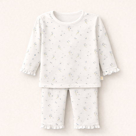 "Pijama floral para niña en algodón Pima, estampado floral"