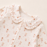 Detalle cuello Detalle cuello volante doble Enterizo Ratoncitas bebé — estampado ratoncitas algodón Pima suave | Rikury Baby