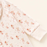 Detalle manga Detalle manga con puño Enterizo Ratoncitas bebé niña — tela algodón Pima estampado ratoncitas | Rikury Baby